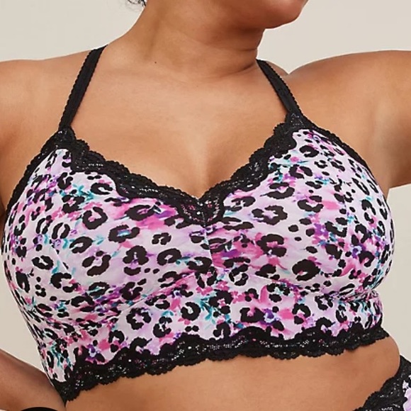 torrid Other - Torrid Curve Unlined Microfiber Lace Racerback Bralette Lavish Leopard Sz 5 NWT
